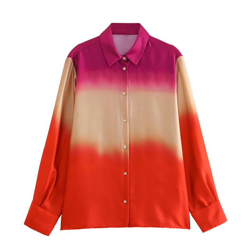 Blouses & Tops | Womens Coloured Dip Dye Relaxed Silk Shirt Blouses & Tops Blouses & Tops