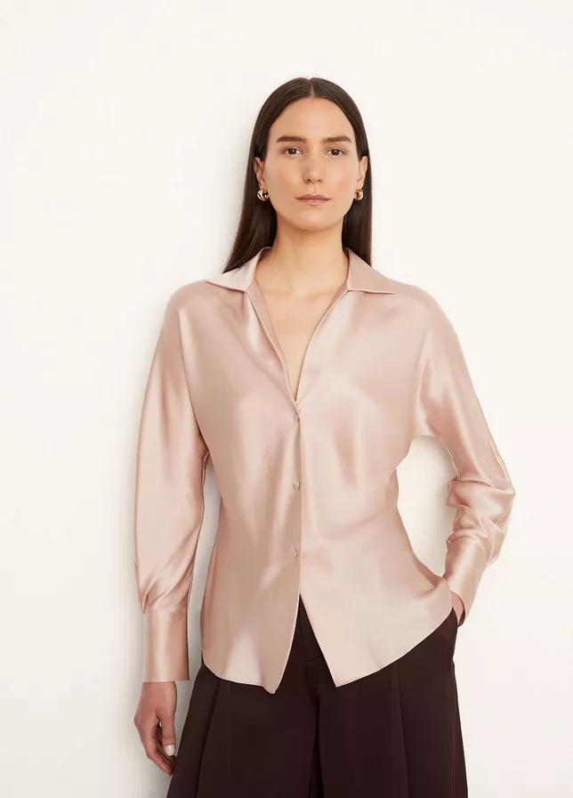 Blouses & Tops | Womens Mocha Silk Blouse Blouses & Tops Blouses & Tops