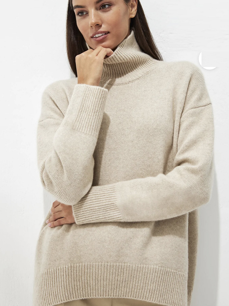 Cashmere | Womens Cashmere Blend Deep Cuff Jumper Cashmere Cashmere