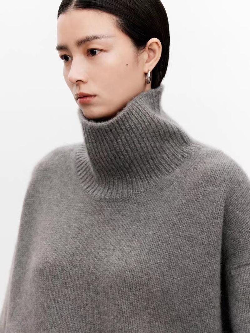 Cashmere | Womens Slate Cashmere Blend Funnel Neck Jumper Cashmere Cashmere