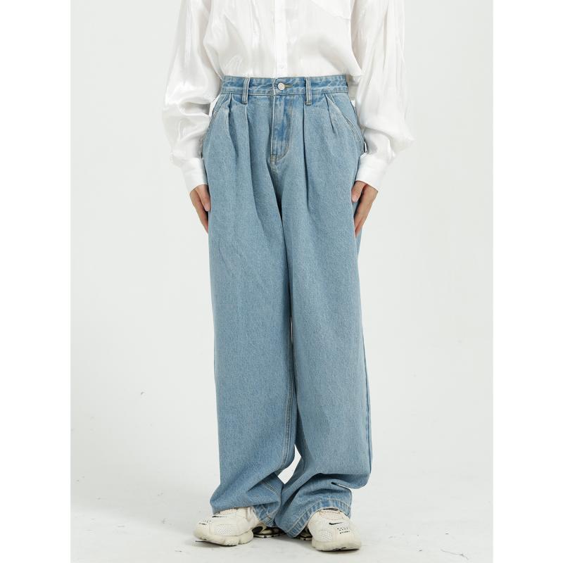 Jeans | Womens Folded Pleated Wide Leg Jeans Jeans Jeans