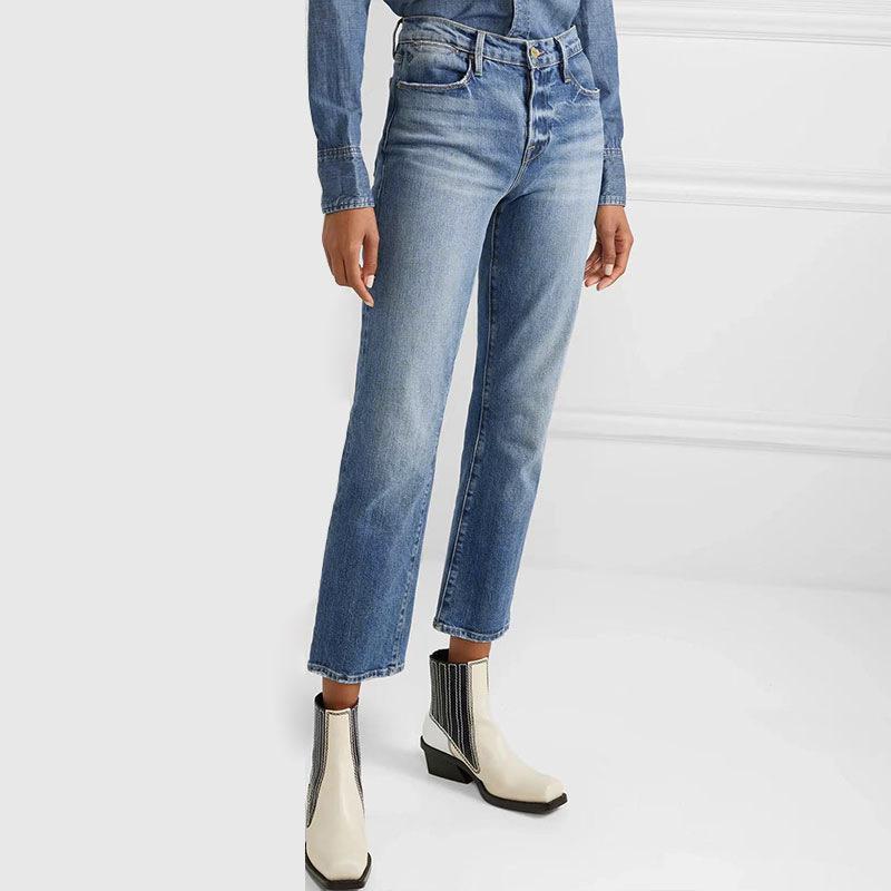 Jeans | Womens High-Rise Straight Jeans With Slits Jeans Jeans