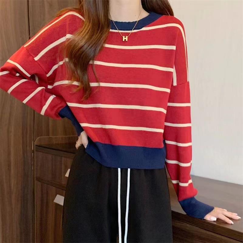 Knitwear | Womens Cotton Blend Striped Jumper Knitwear Knitwear