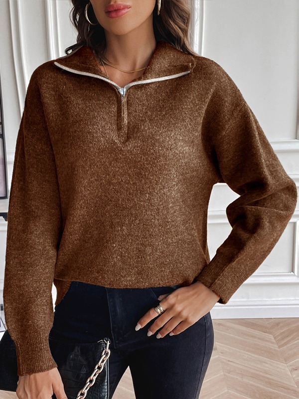 Knitwear | Womens Half Zip Wool Blend Jumper Knitwear Knitwear