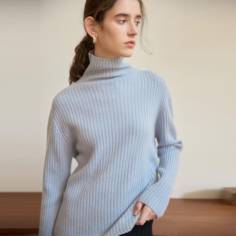 Knitwear | Womens Ribbed Funnel Wool Blend Jumper Knitwear Knitwear