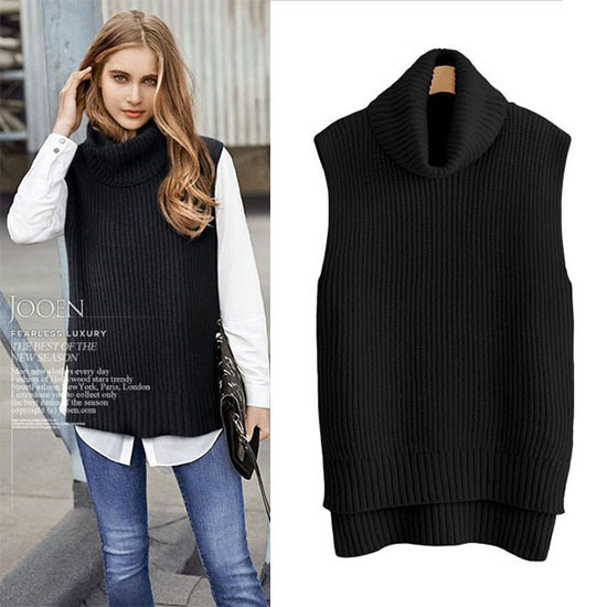 Knitwear | Womens Sleeveless Knit Roll Neck Jumper Knitwear Knitwear