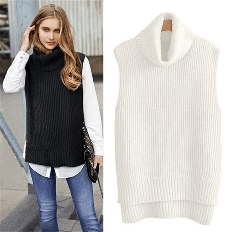 Knitwear | Womens Sleeveless Knit Roll Neck Jumper Knitwear Knitwear