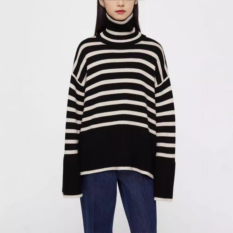 Knitwear | Womens Stripe Funnel Neck Jumper Knitwear Knitwear