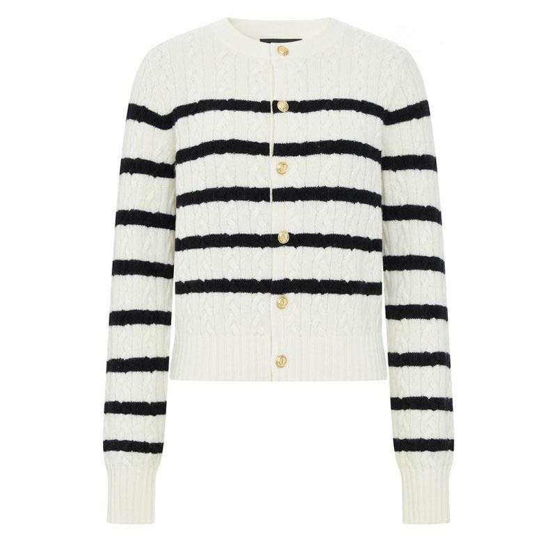 Knitwear | Womens Stripe Pointelle Cotton Blend Jumper Knitwear Knitwear