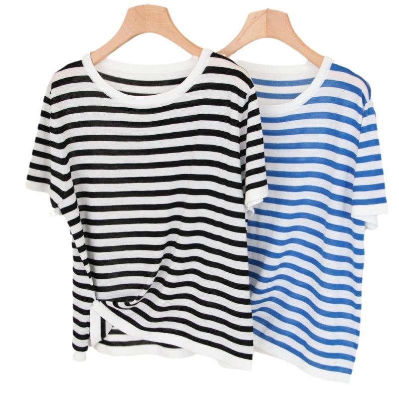 Knitwear | Womens Striped Cotton T-Shirt Knitwear Knitwear