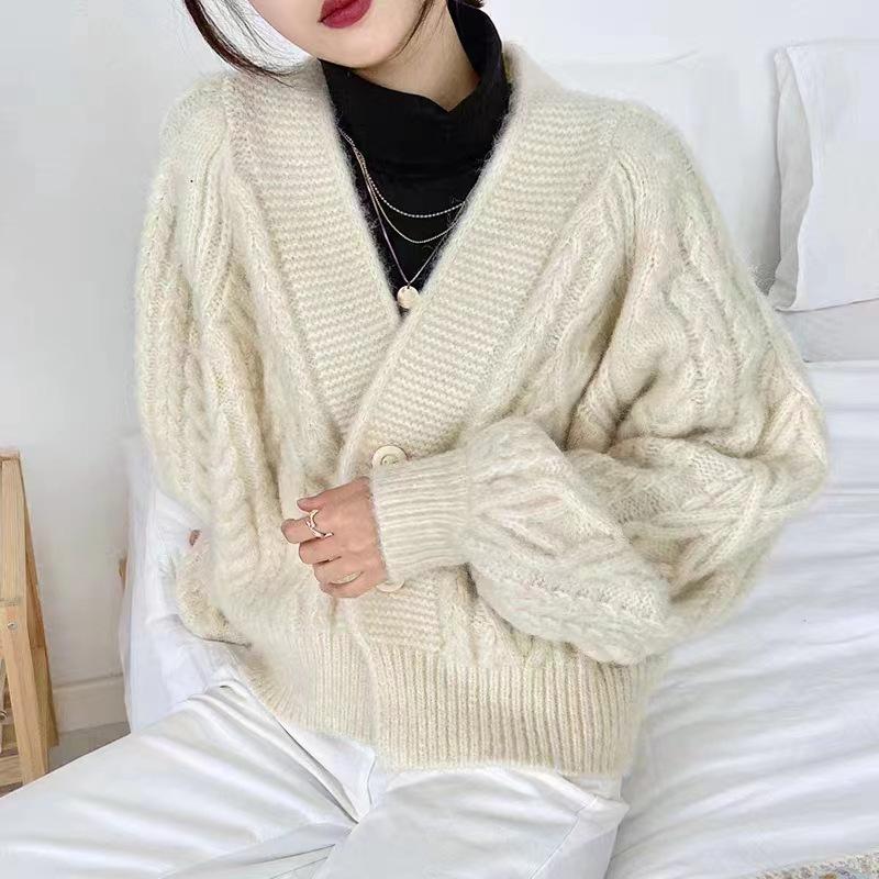 Knitwear | Womens Wool Blend Triple Braided Cable Knit Cardigan Knitwear Knitwear