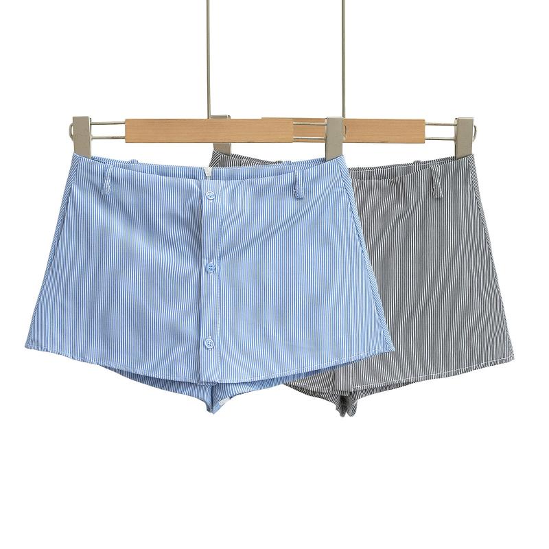 Shorts | Womens Striped Denim Mini-Skirt Shorts Shorts