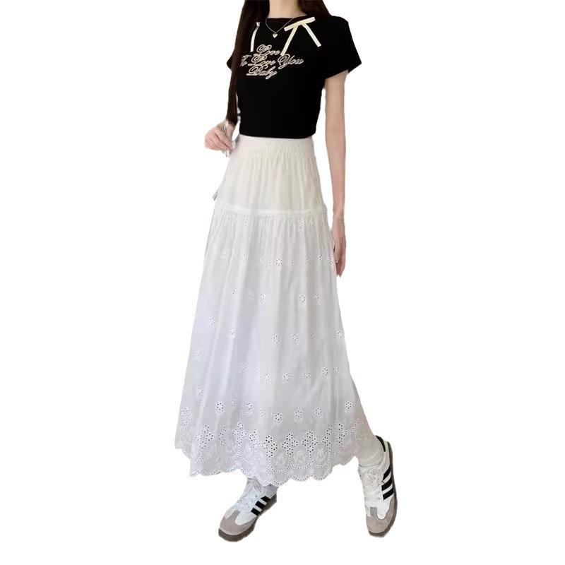 Skirts | Womens Cotton Broderie Anglaise Maxi Skirt Skirts Skirts