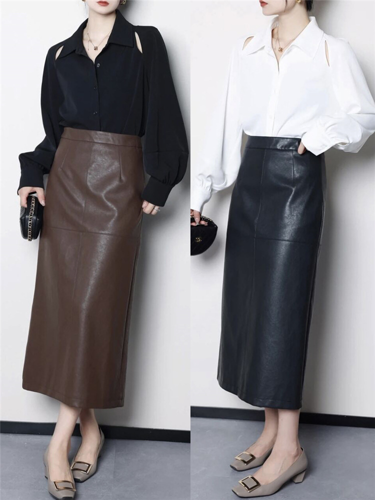 Skirts | Womens Simoas Leather Midi Skirt Skirts Skirts