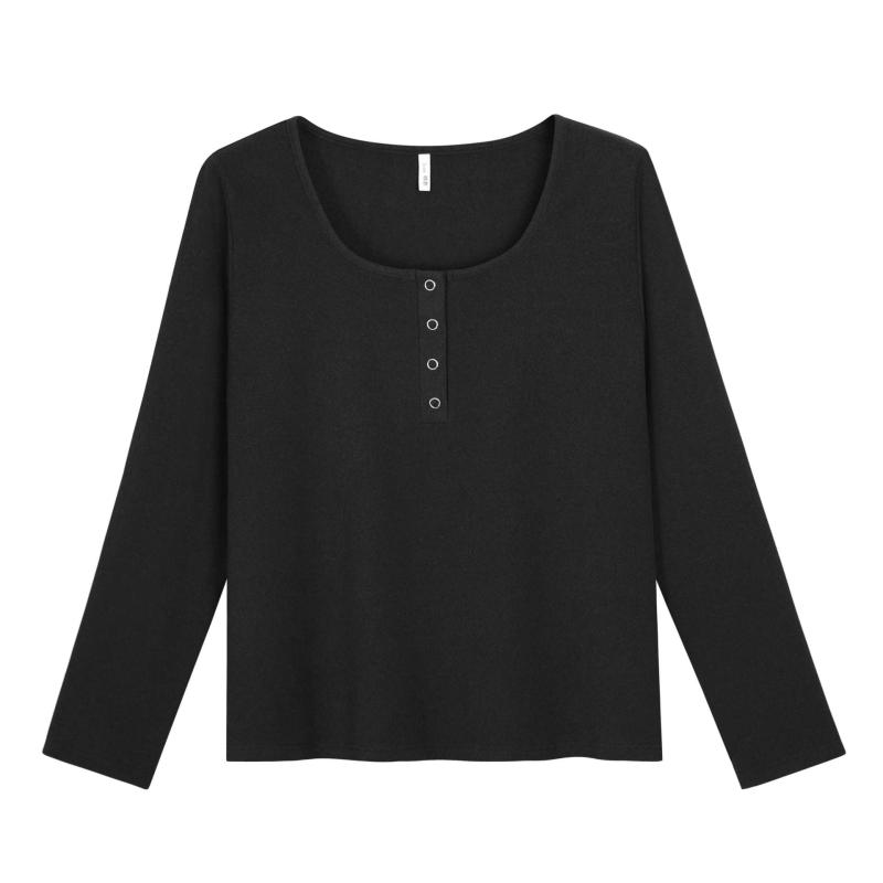 T-Shirts & Vests | Womens Henley Long Sleeve Top T-Shirts & Vests T-Shirts & Vests