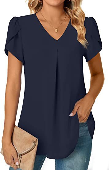 T-Shirts & Vests | Womens V-Neck Frill Blouse T-Shirts & Vests T-Shirts & Vests