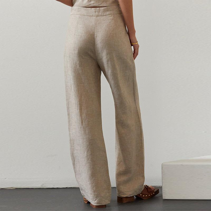 Trousers | Womens Silver Regent Pleat Linen Trousers Trousers Trousers